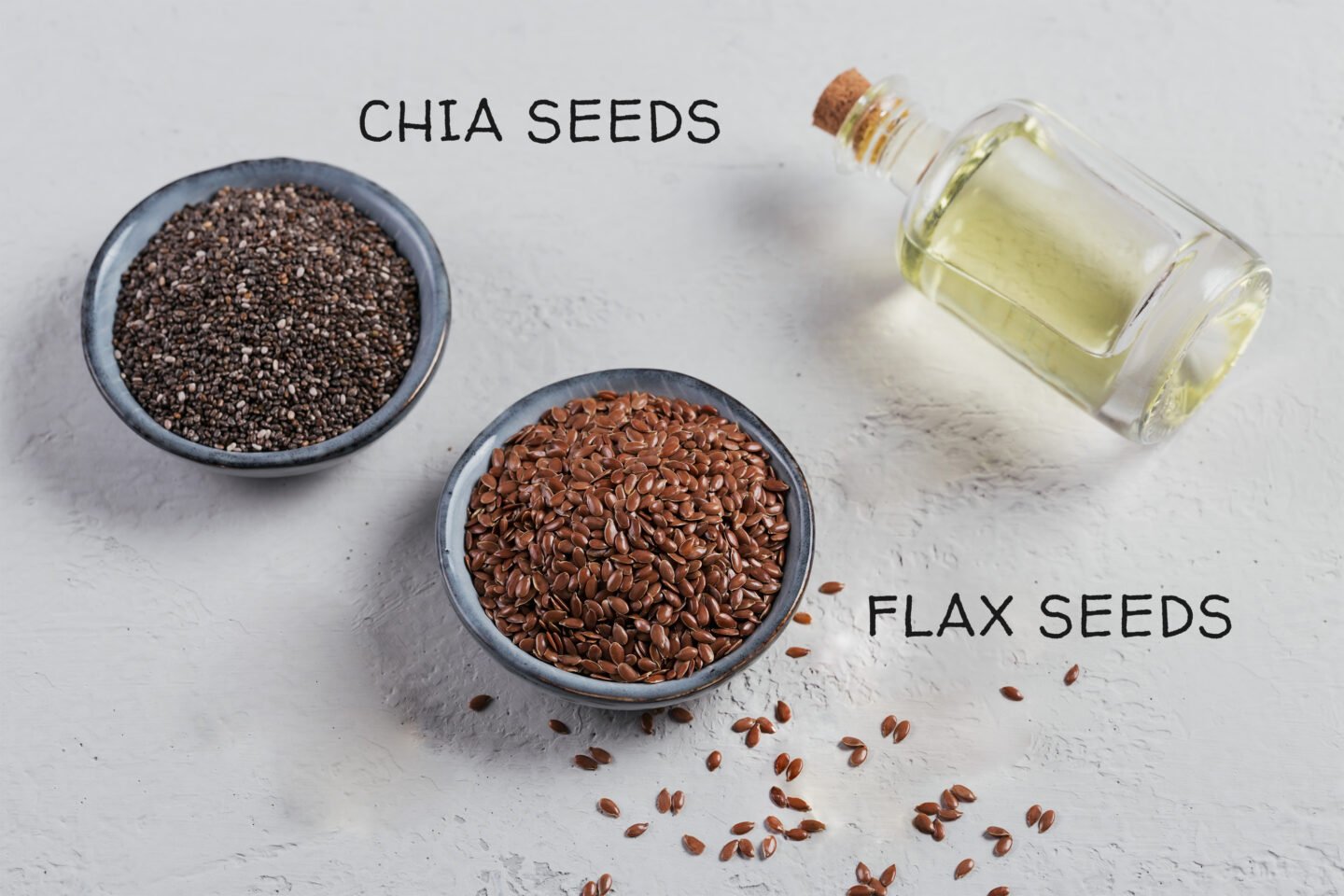 chia and flax seeds
