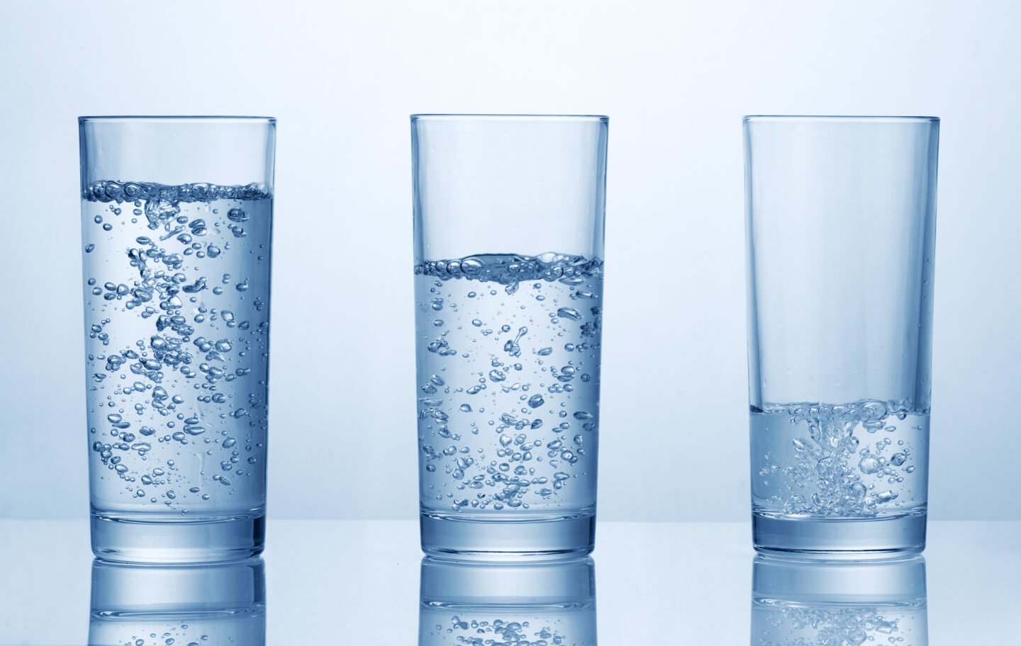 set of glasses of drinking water