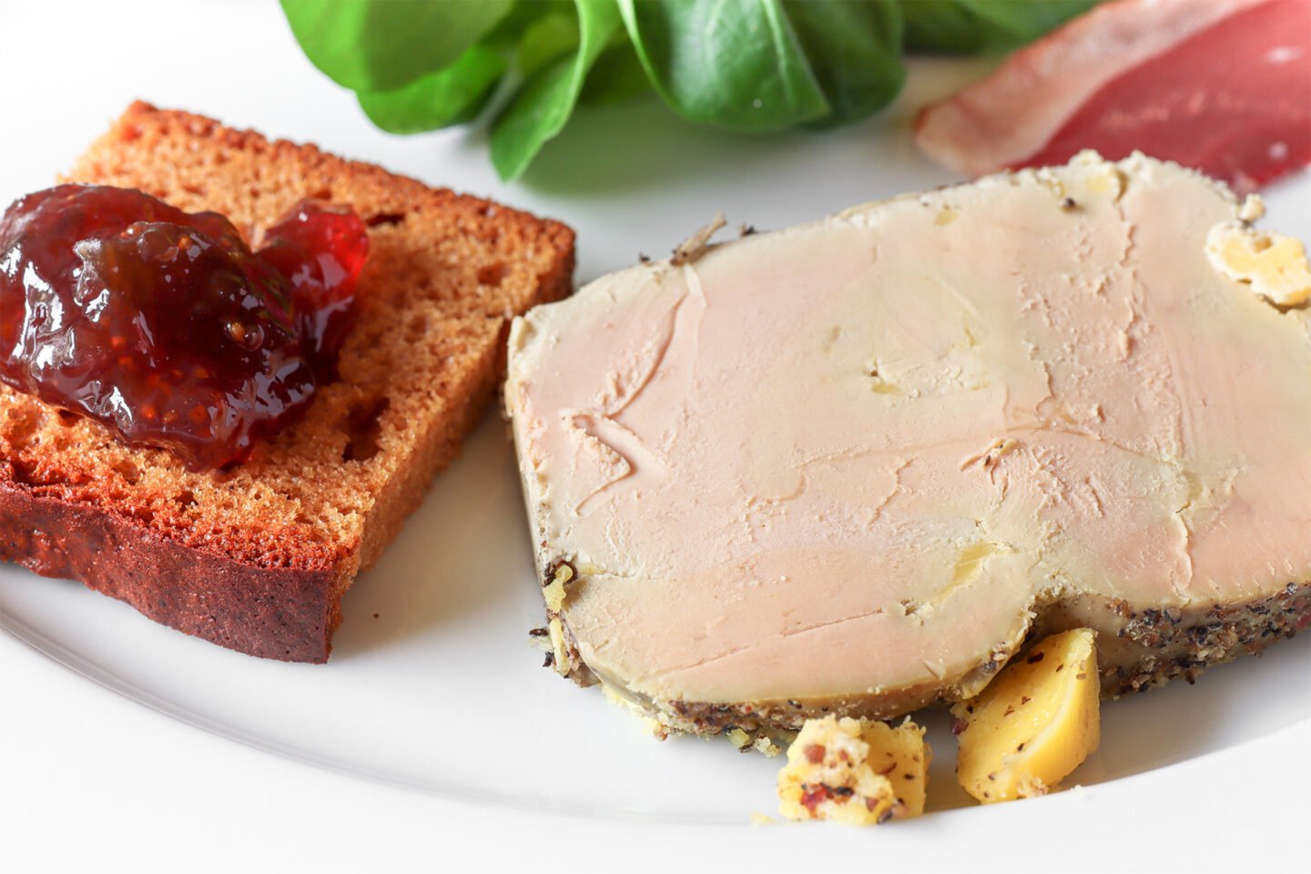 homemade foie gras with jam on bread