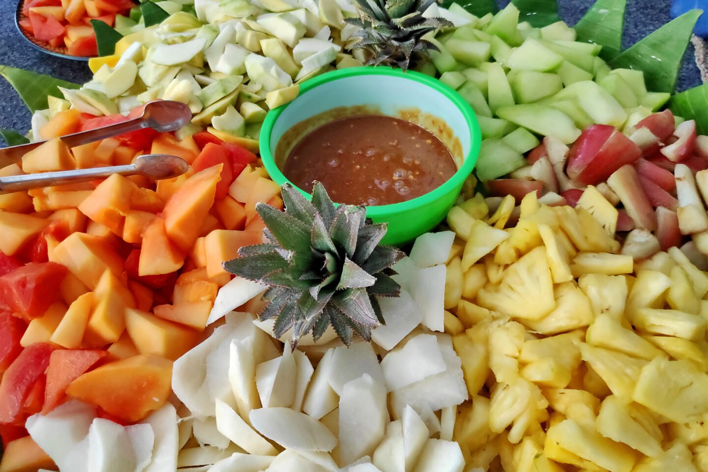 rujak fruit salad with sweet chili sauce
