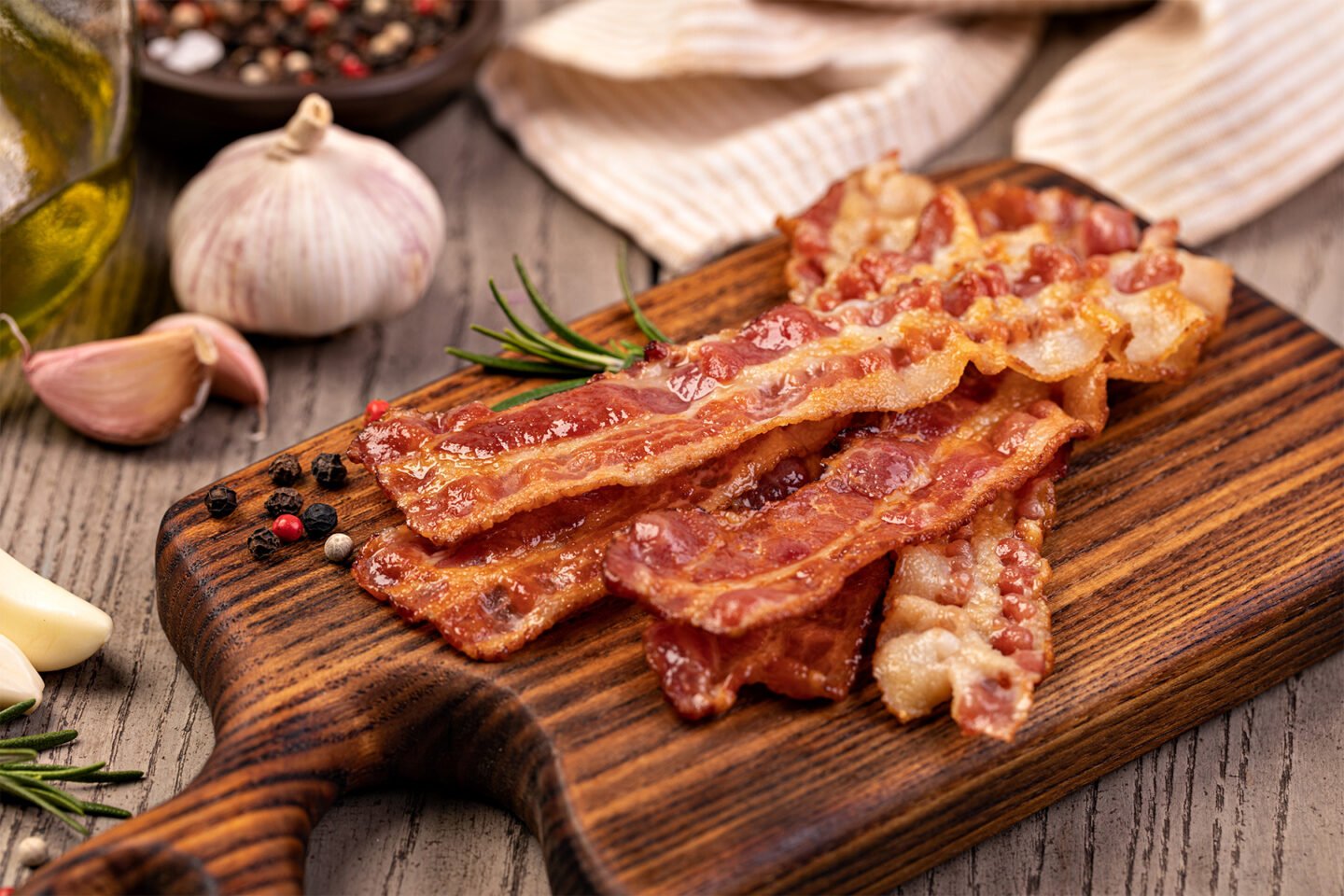 slices of crispy fried bacon
