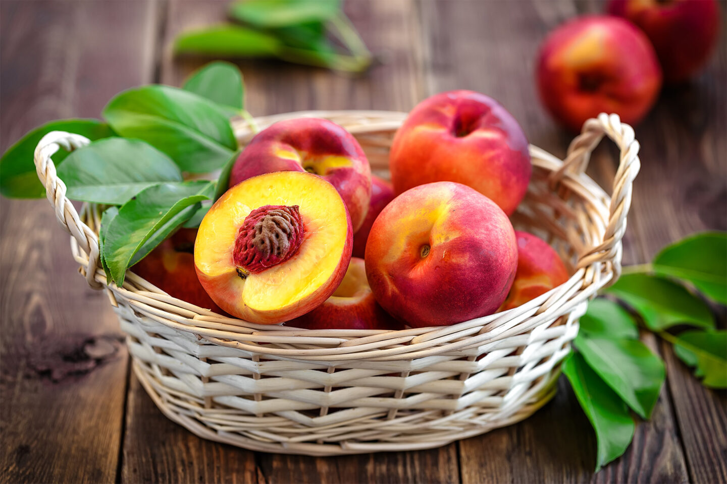 nectarines in a basket