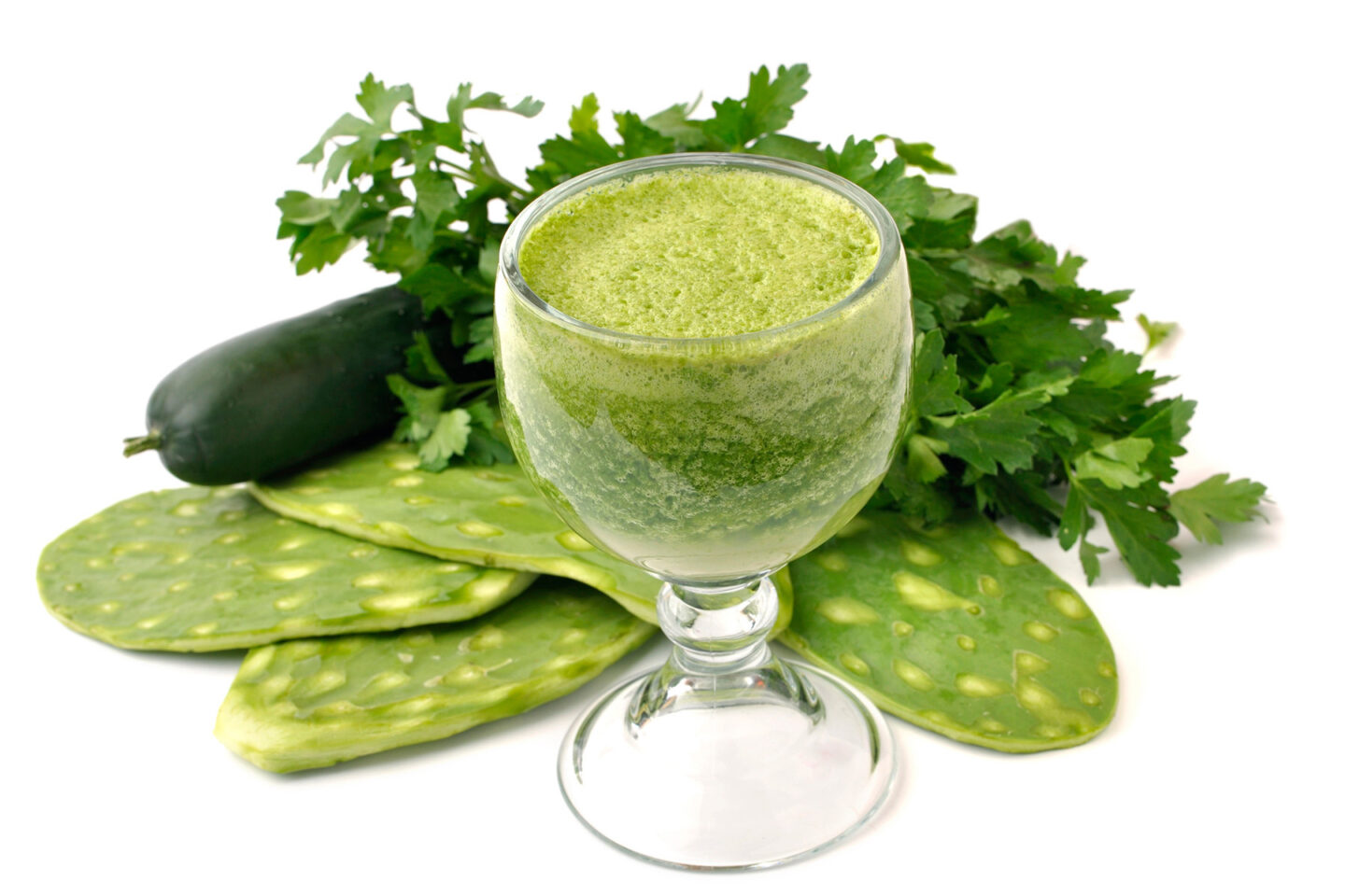 nopales cactus juice with cucumber parsley