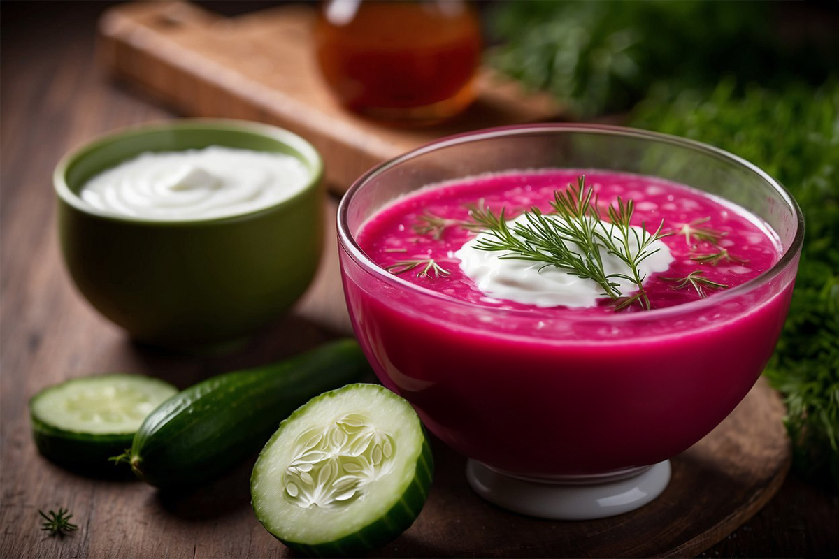 cold borscht with cucumbers