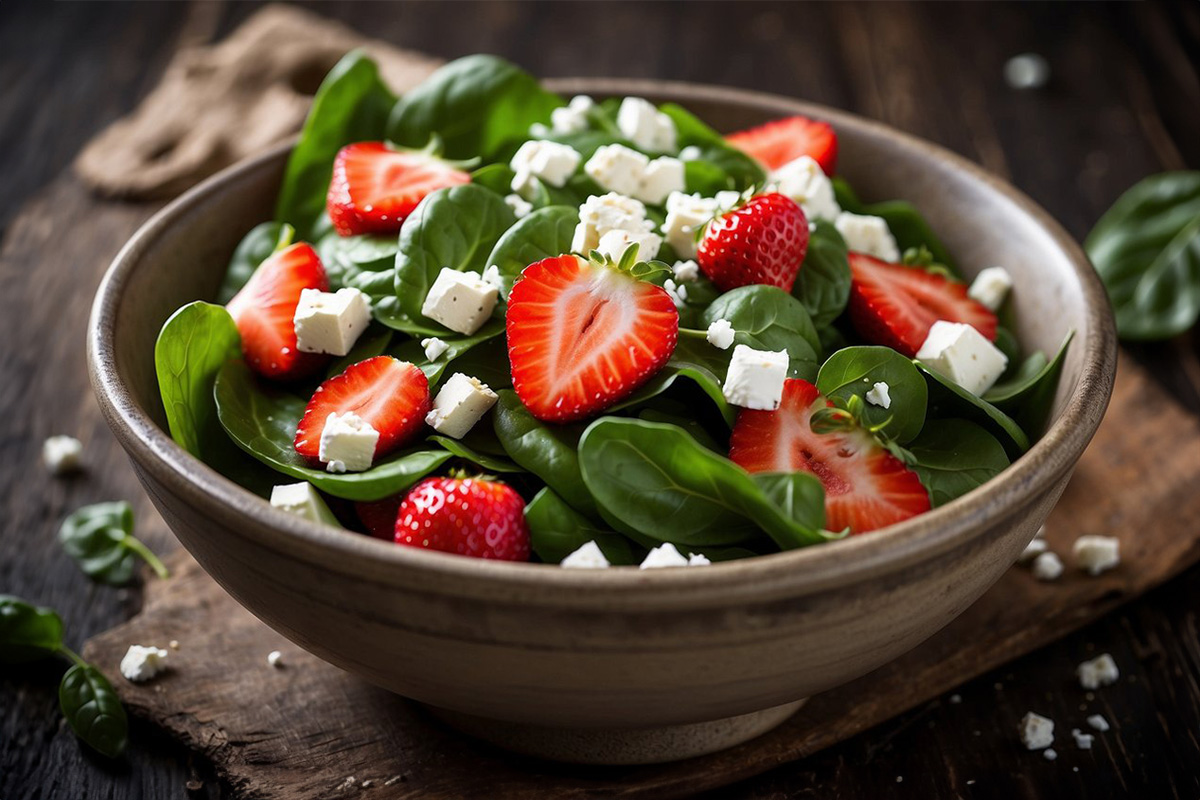 spinach strawberry feta salad