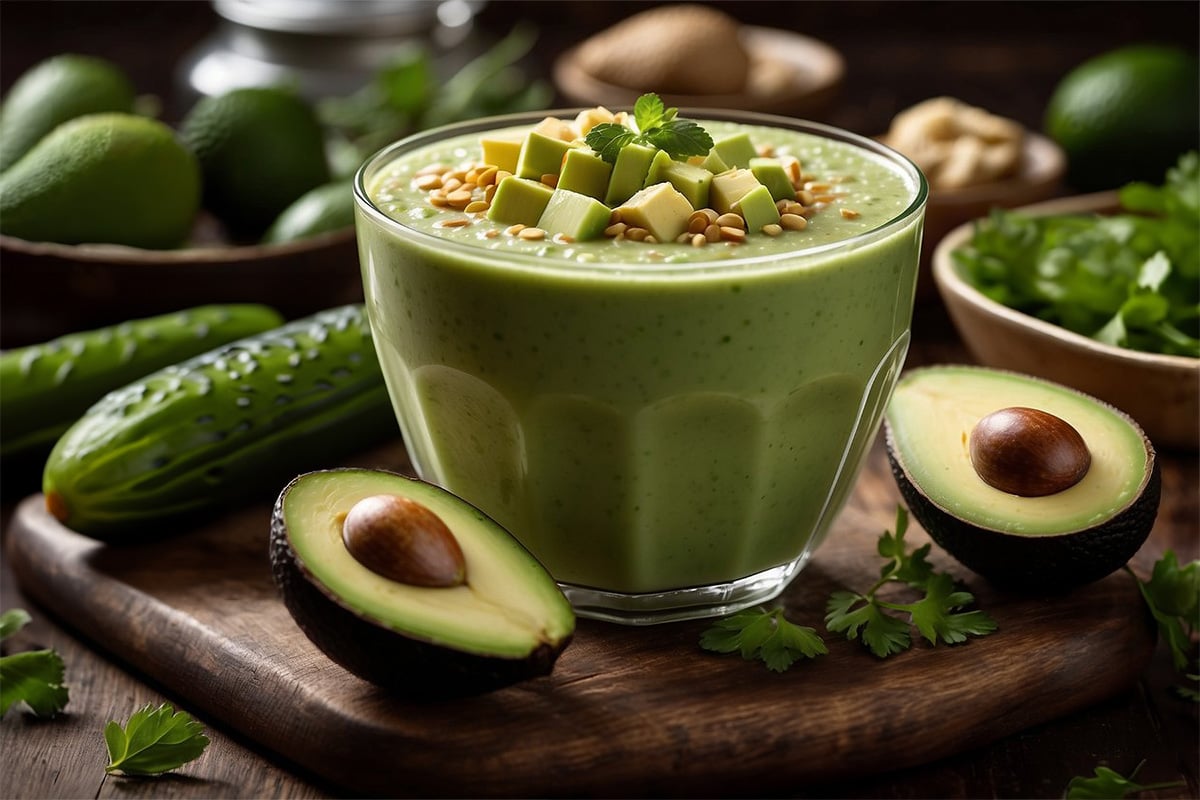 chilled green gazpacho with avocados
