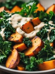 Roasted Sweet Potatoes and Sautéed Kale Salad