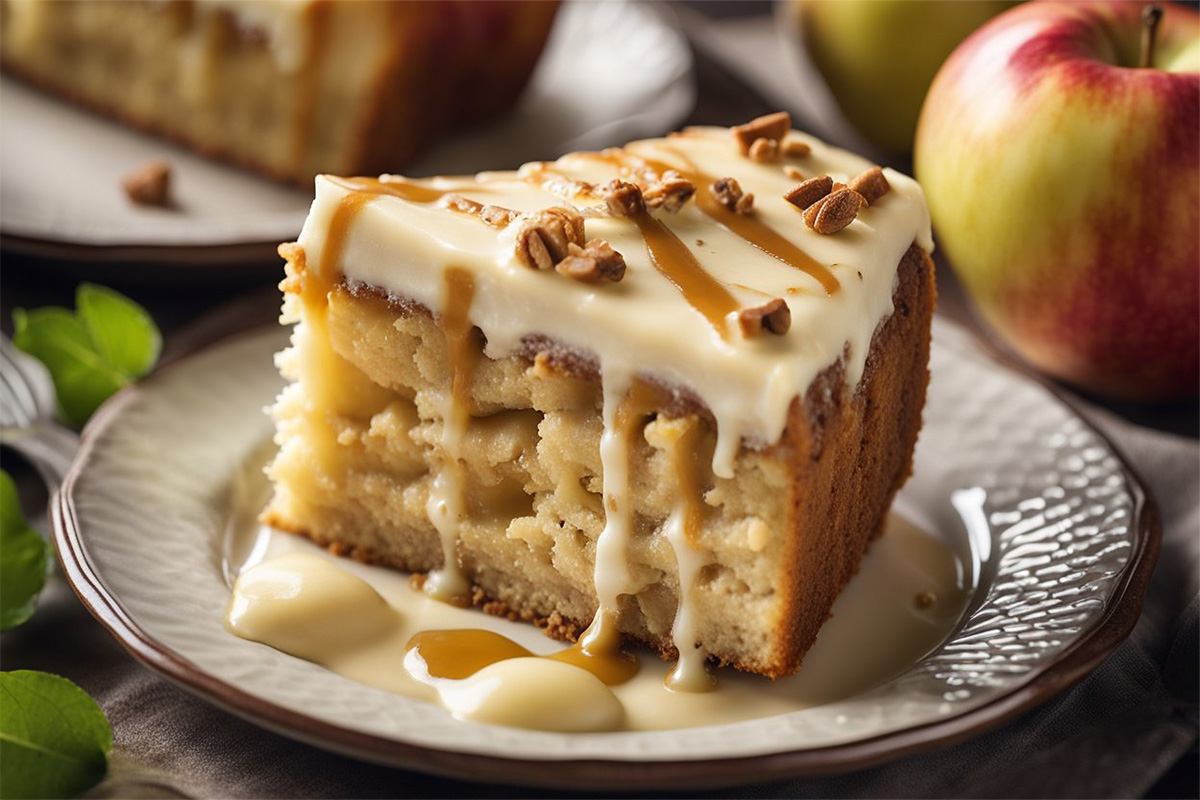 irish apple cake with custard sauce