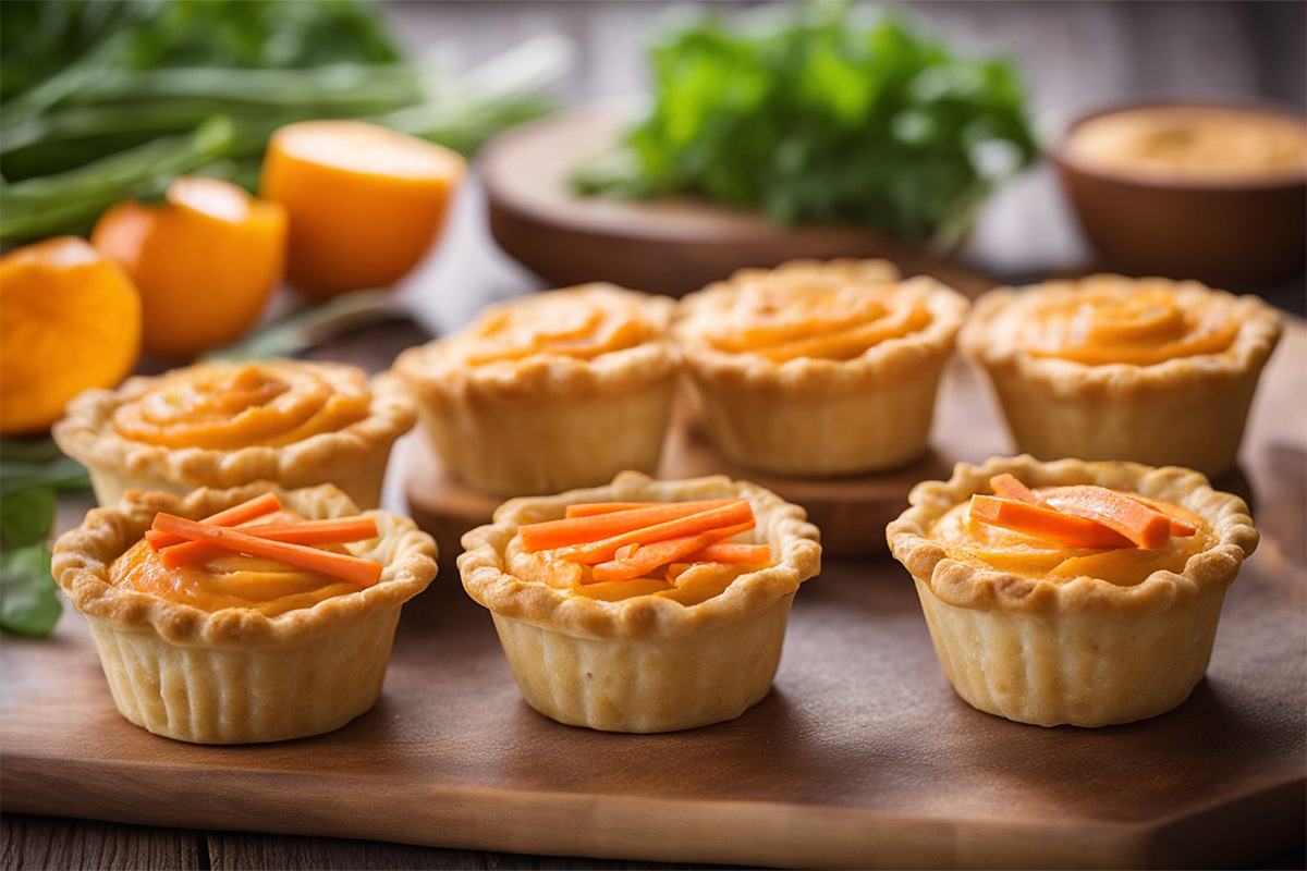 carrot hummus in pie crust cups