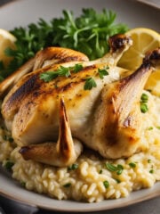 Whole Roasted Spring Chicken with Lemon Risotto