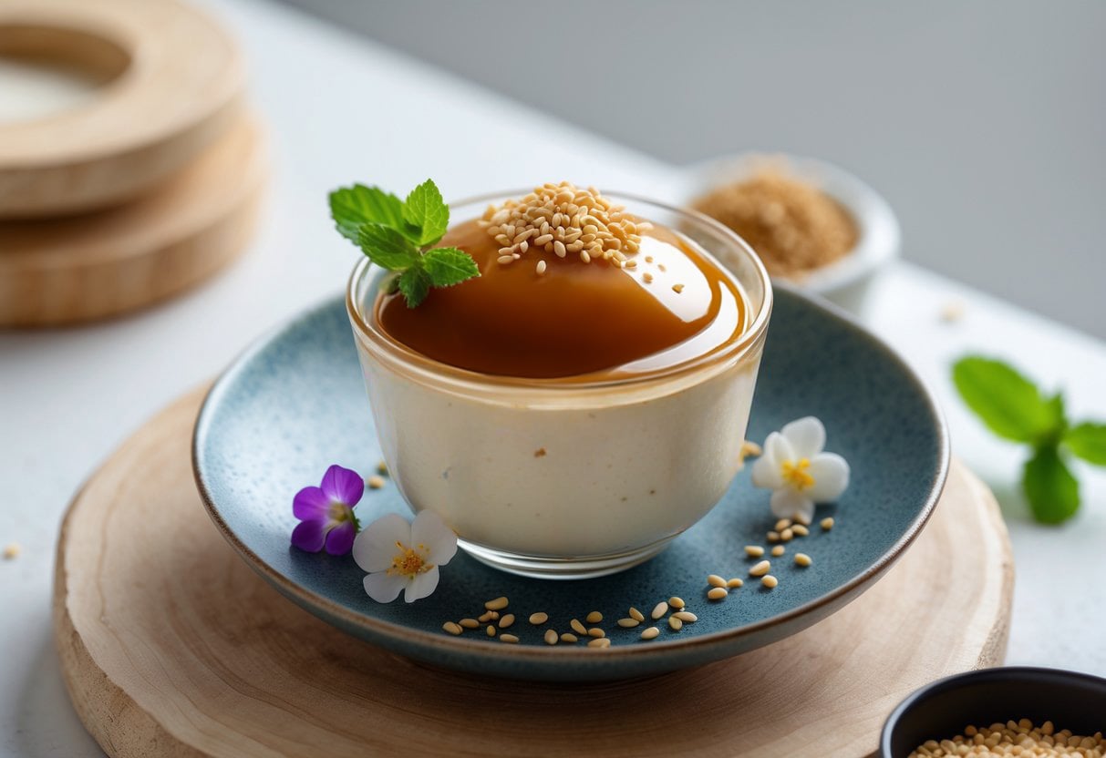 japanese tofu purin with caramel syrup