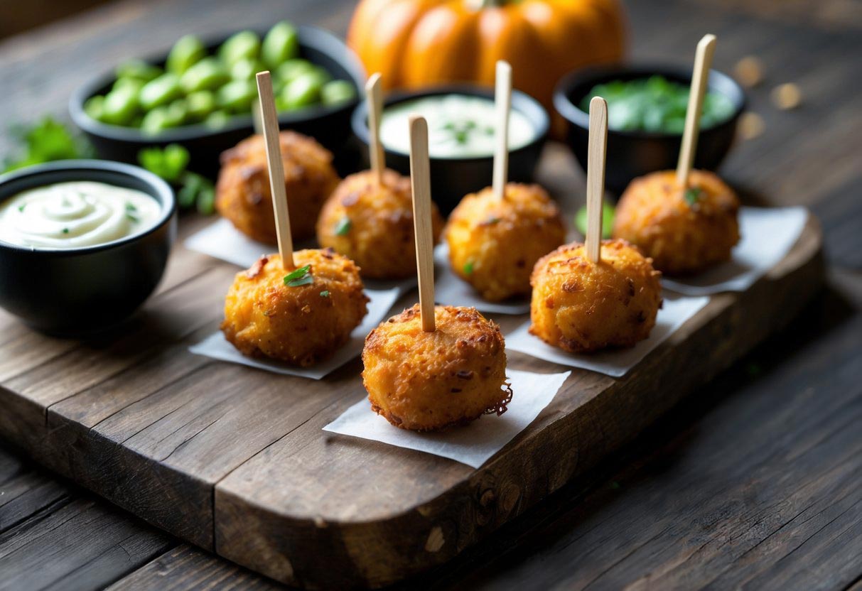 edamame pumpkin fritters dipping