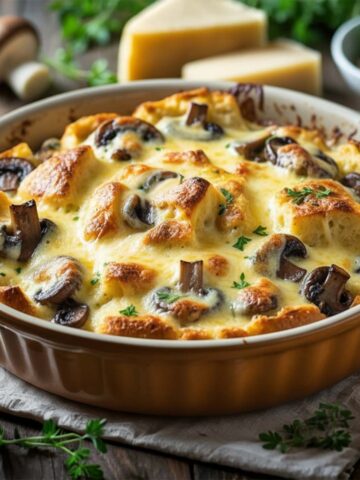 mushroom onion bread pudding recipe