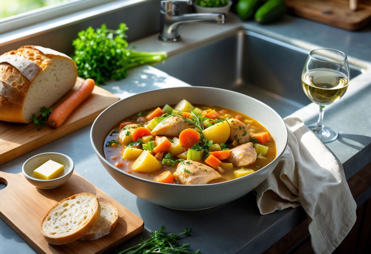 serving chicken stew