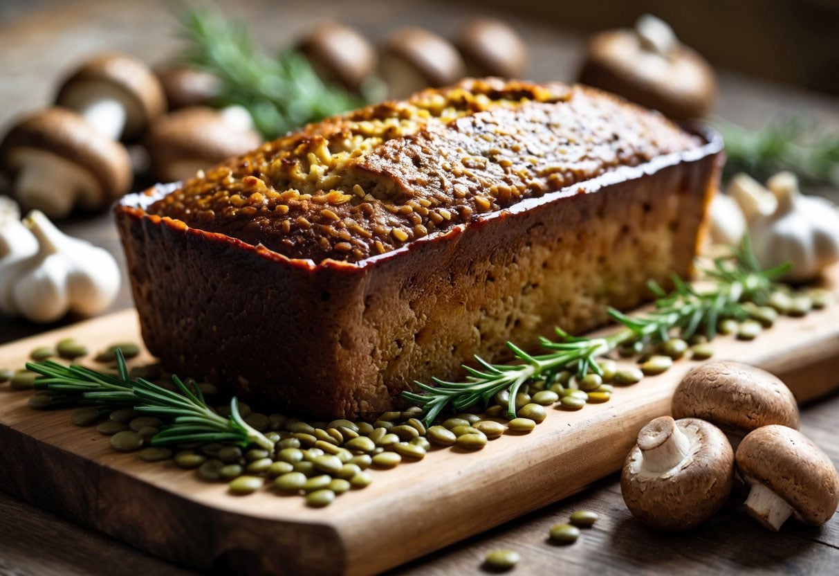 vegan mushroom lentil loaf