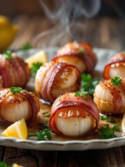 Sweet and Salty Bacon‑Wrapped Scallops