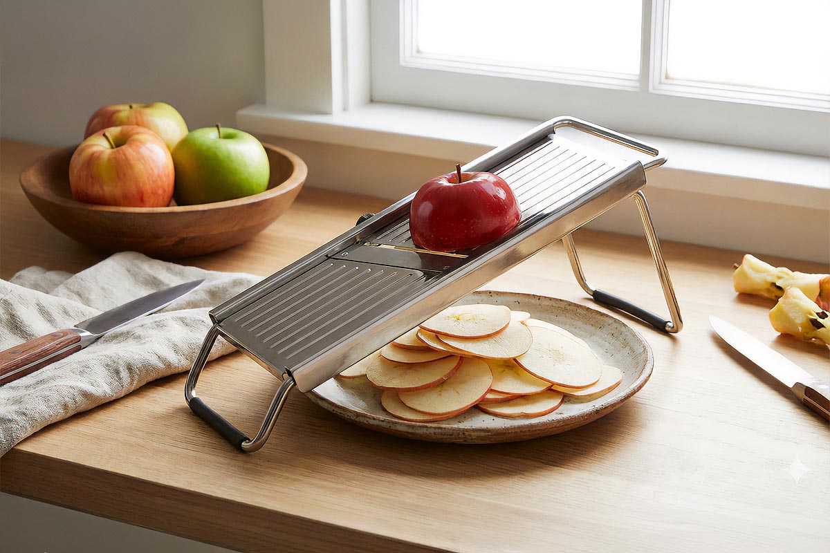 mandoline slicer with apples