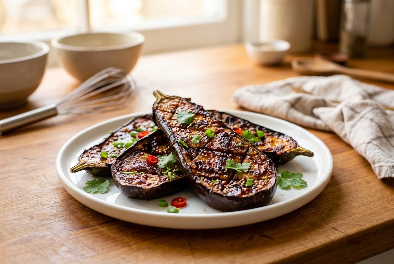 miso glazed eggplants
