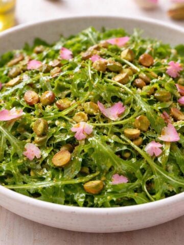 arugula pistachio rose spring salad