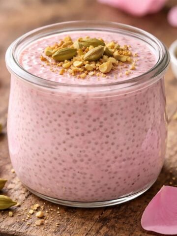 rose milk cardamom chia pudding
