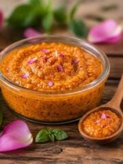 rose petal tomato basil pesto