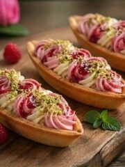 rose raspberry boat tarts