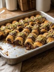 chocolate pistachio kataifi rolls recipe