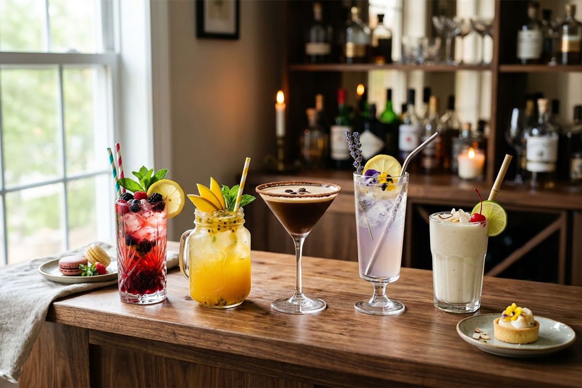 dessert mocktails in a row