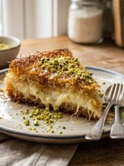knafeh made with kataifi pastry