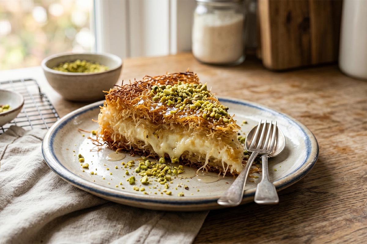 knafeh made with kataifi