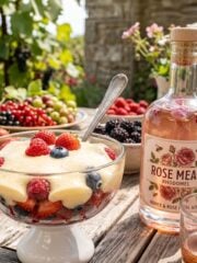 rose mead sabayon on berries