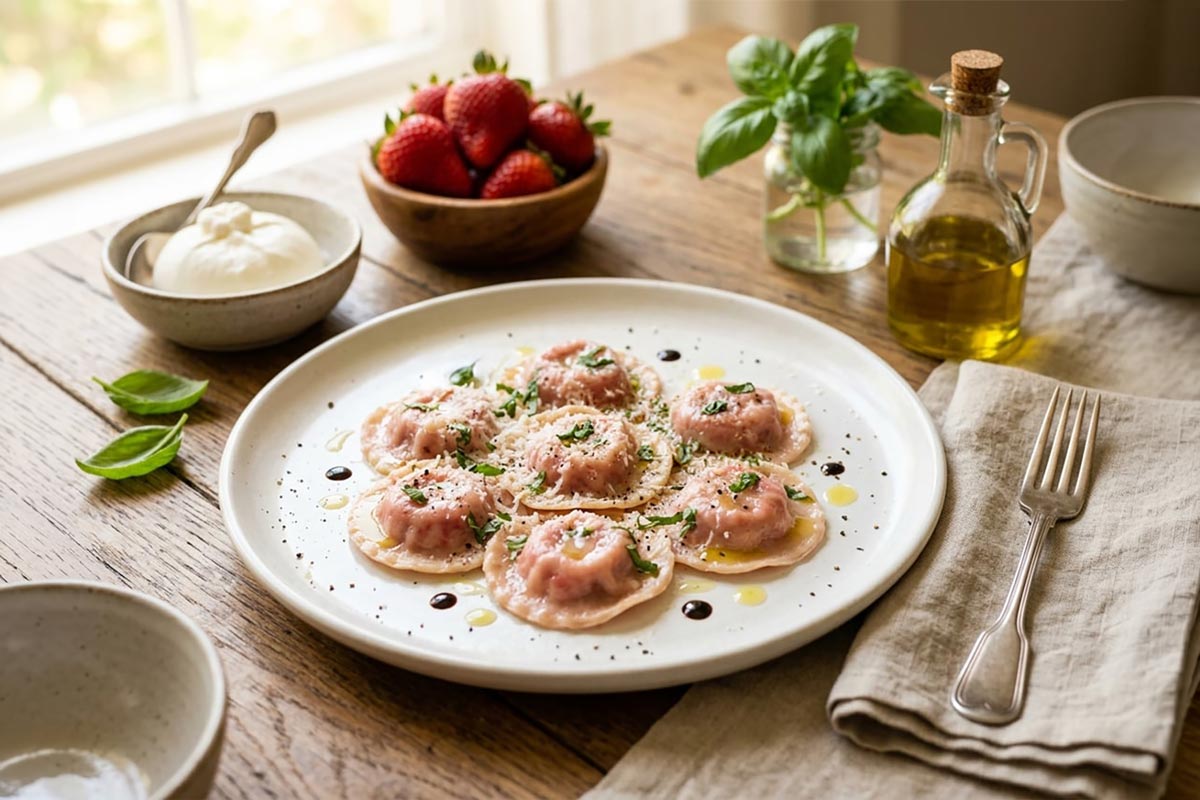 strawberry burrata ravioli