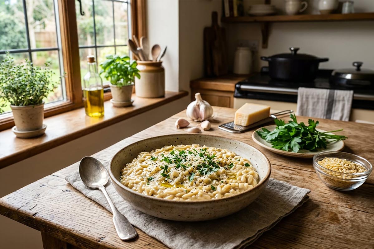 garlic parmesan orzotto