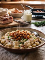 Halusky is a Slovakian version of mac and cheese that uses potato dumplings instead of pasta.