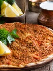 Lahmacun is a turkish flatbread that is also a popular Turkish street food.