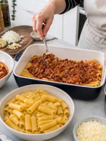 pastitsio or Greek pasta bake