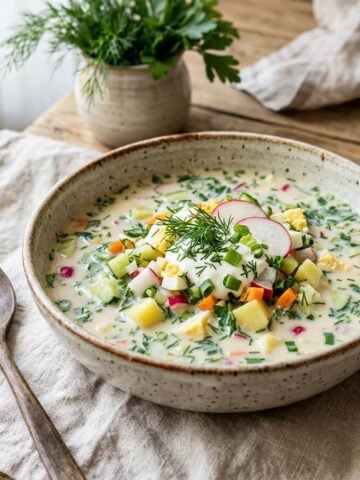 Okroshka is a Russian cold soup perfect for summer.